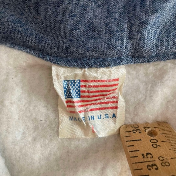 Vintage Cataloochee Ski Area Quarter Zip Pullover Grey Blue Made in USA Large - Picture 4 of 8